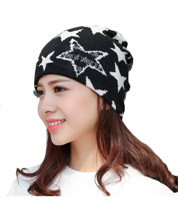 Womens Slouchy Beanies Cancer Patients - HD-white stars - C5186EC0H0W