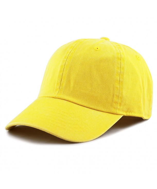 THE HAT DEPOT 100% Cotton Pigment Dyed Low Profile Six Panel Cap Hat - Yellow - C7189A2W984