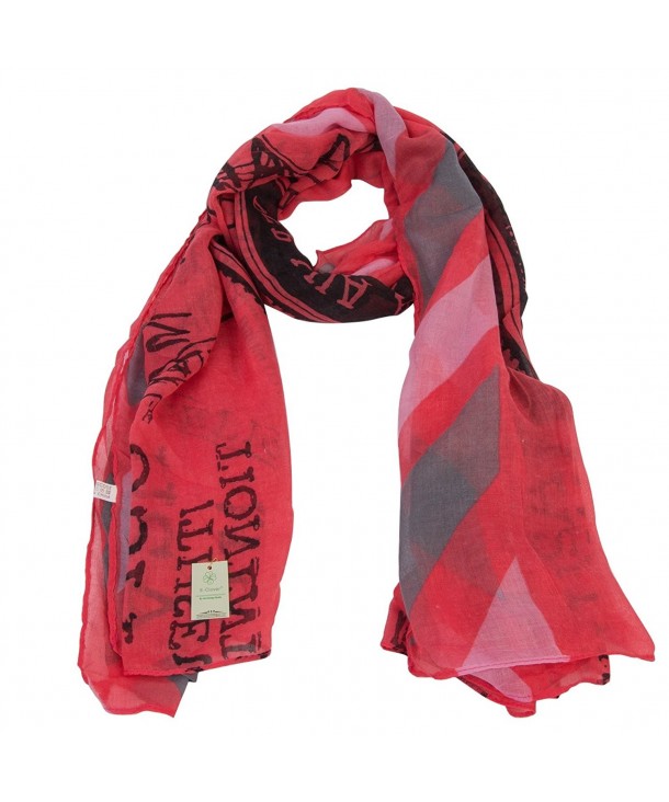 Herebuy - Fashion Letter Printed Scarf Winter Scarves for Women - Red - CE11Q3CG2SP
