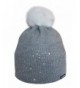 YUTRO Fashionable Women's Wool Hat with Rhinestones and Rabbit Pom One Size - Grey - CX12NFI05BC