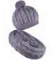 Scarf and Hat Set Pompom Beanies Womens Knitted Infinity Scarves Skull Caps Mens - Gray - CR187C9XHOS