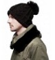 Veenajo Men / Women Winter Hand Knit Faux Fur Pompoms Slouchy Beanie Hat - Black - C712O8JRW41