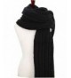 UNbox Womens Long Loose Fit Cable Knit Neck Scarf Soft Shawl - Black - CC128Y7ME4R