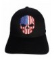 Skull USA Flag Embroidery on a Flexfit Hat. - Black - C011OT617JL