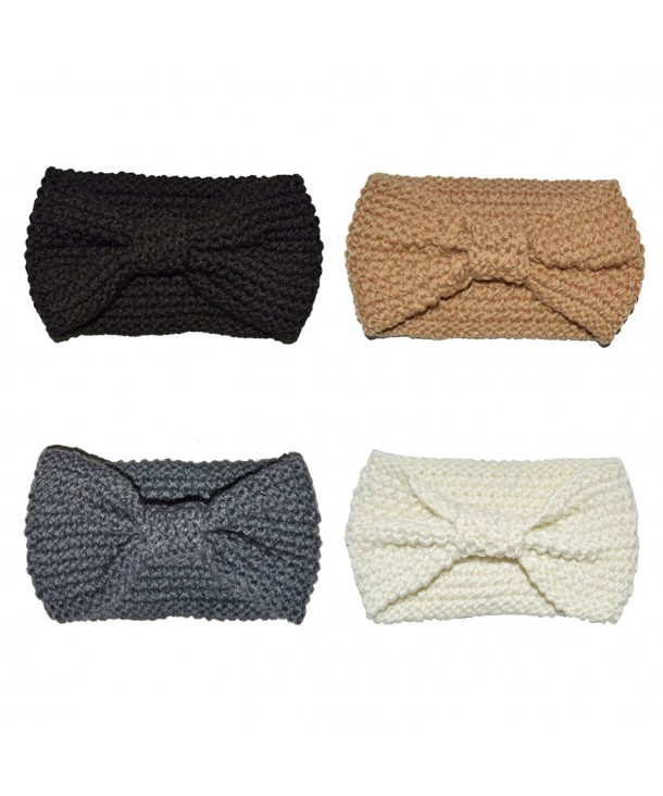 DRESHOW Winter Crochet Headband for Women Turban Warm Bulky Crocheted Headwrap - Black- Khaki- Grey- White - CV186M7D3SG
