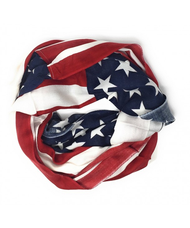 Large USA American Flag Red White and Blue Circle Infinity Scarf Shawl Wrap - Lightweight Flag - CX187KL64Z0