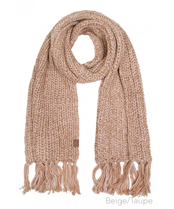 ScarvesMe CC Soft Two Tone Oversize Chunky Knit Scarf with Tassel - Beige/taupe - CO12M0K8OHF