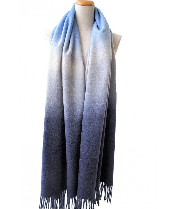 100%Hand Dye Wool Scarf- Pashmina-Shawl- Gradient Color - Blue and Black - C0186AQ74XT
